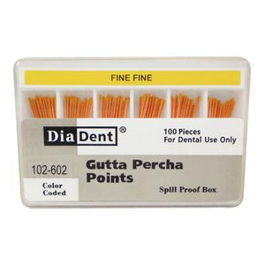 Gutta Percha Points ISO Sizes Nonmarked – Auxiliary Sizes, Spill-Proof and Slide Box, 100/Pkg