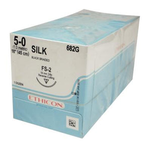 Perma Hand™ Silk Black Braided Sutures – Nonabsorbable, Reverse Cutting, 18