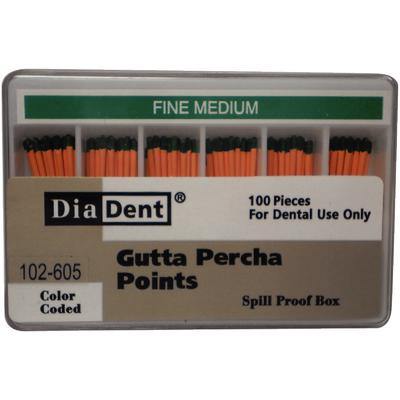 Gutta Percha Points ISO Sizes Nonmarked – Auxiliary Sizes, Spill-Proof and Slide Box, 100/Pkg