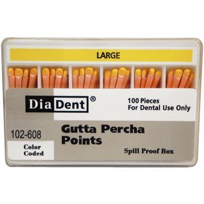 Gutta Percha Points ISO Sizes Nonmarked – Auxiliary Sizes, Spill-Proof and Slide Box, 100/Pkg