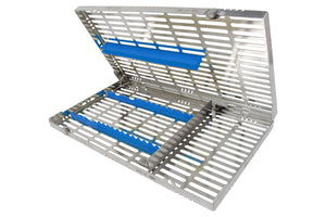Sterilization Cassette for 16 Instruments (4 Elevators), With Adjustable Accessory Area, Oral Surgery Set Up - 370*202*30 MM