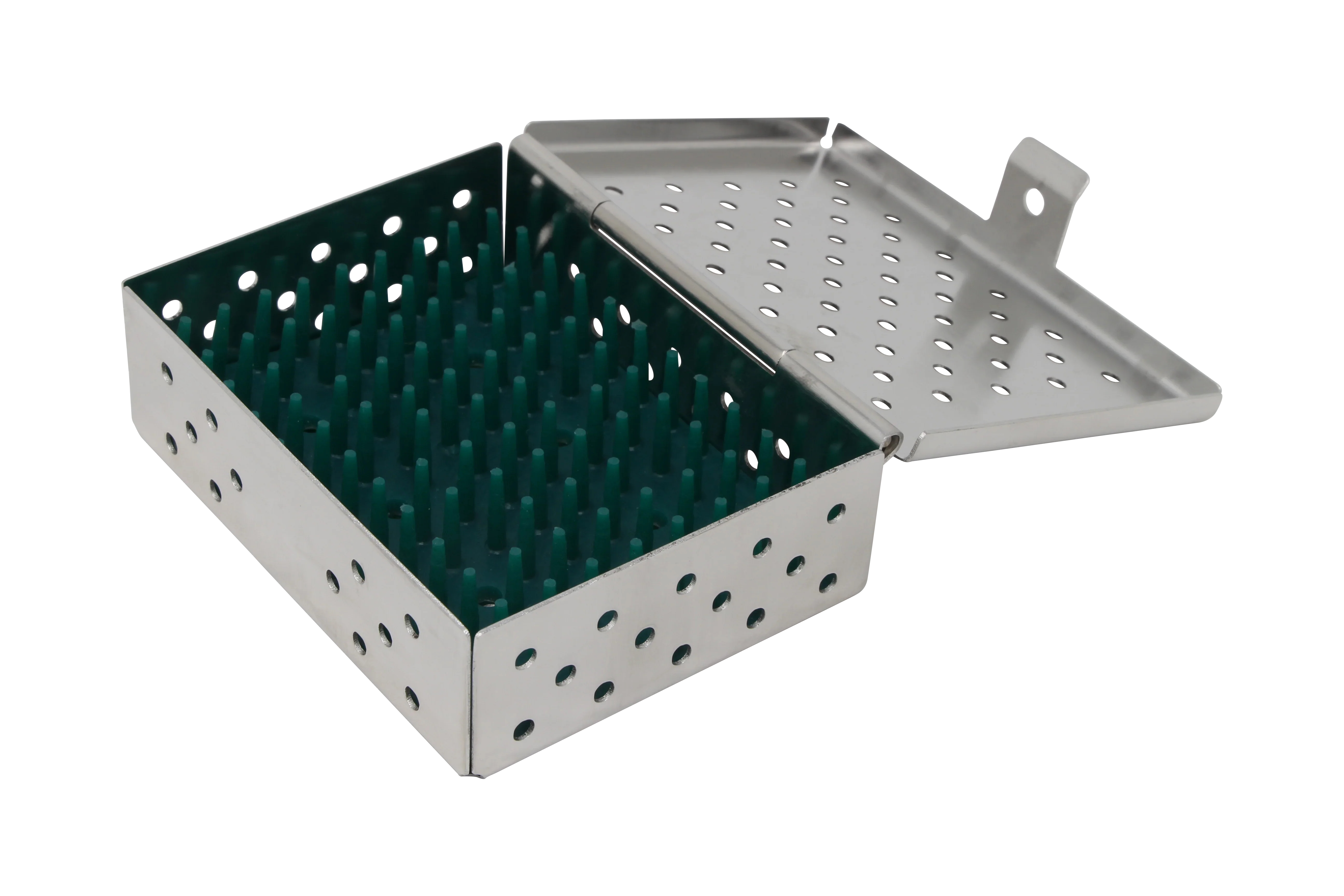 Sterilization Cassette for Clamps, Small Parts & Handpieces, With Silicone Mat - 80x60x25, Non Detachable