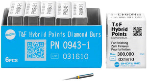 Hybrid Points® T&F Diamond Burs – FG, Extra Fine, Yellow, 1/Pkg