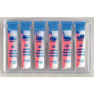 Gutta Percha Points – Hand Rolled, Color Coded, 20 Points/Vial, 6 Vials/Box