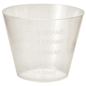 Measuring Cups, 30 ml Clear Polypropylene – 100/Pkg