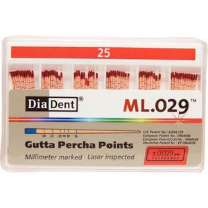 Millimeter Marked and Laser Inspected Gutta Percha Points – Gutta Percha ISO ML.029, 120/Box