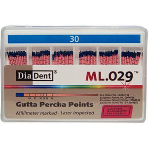 Millimeter Marked and Laser Inspected Gutta Percha Points – Gutta Percha ISO ML.029, 120/Box