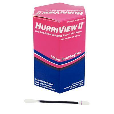 HurriView II® Plaque Disclosing Snap-n-Go™ Swabs – Two Tone, 72/Pkg