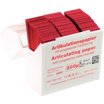 Hanel Articulating Paper Strips – 200 Microns, Red, 300/Dispenser Box