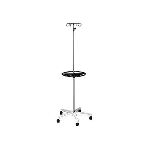 IV Pole, Five Legged, Four Stainless Steel Hook, Patient Support Wheel, OD 25