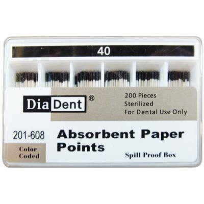 Absorbent Paper Points – Spill-Proof Box, ISO Sizes, 200/Box