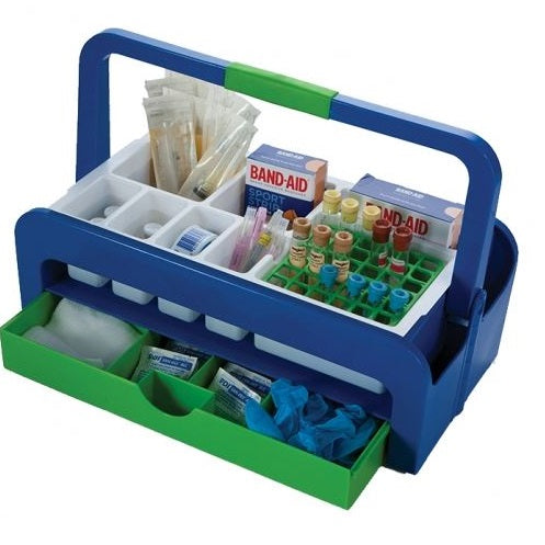 Phlebotomy Tray, with Two Insert, 8 Compartment, Blue, W16-7/8