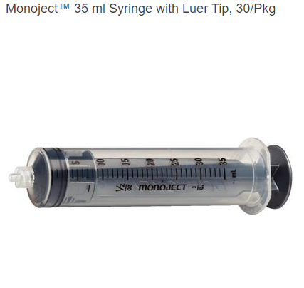 Monoject™ 35 ml Syringe with Luer Tip, 30/Pkg
