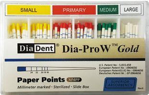 Dia-Pro W Gold Paper Points - Spill Proof 100/box