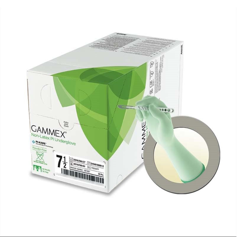 GAMMEX® Non-Latex PI Underglove, Green - 50 Pairs/Box - 4 Boxes/Case