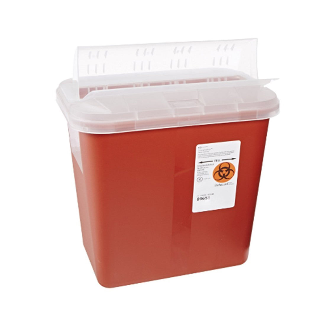 Multi-Purpose Sharps Container with Horizontal Drop Opening Lid