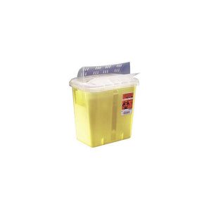 Multi-Purpose Sharps Container with Horizontal Drop Opening Lid