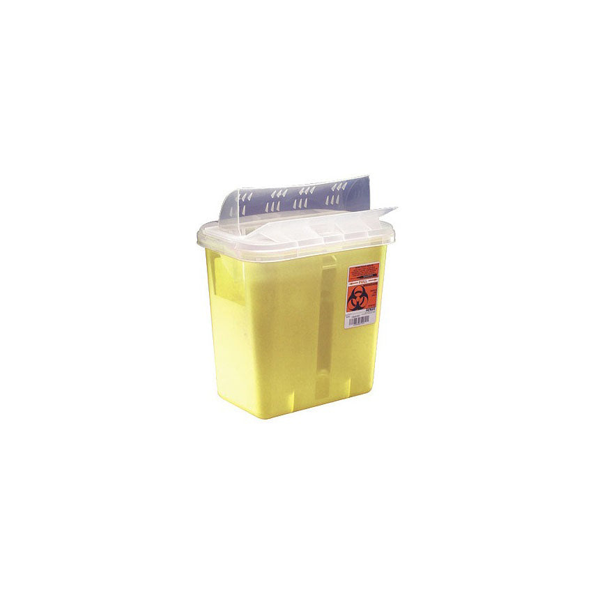 Multi-Purpose Sharps Container with Horizontal Drop Opening Lid