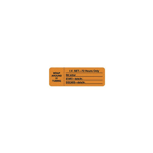 I.V. Tubing Change Label, Fluorescent Orange