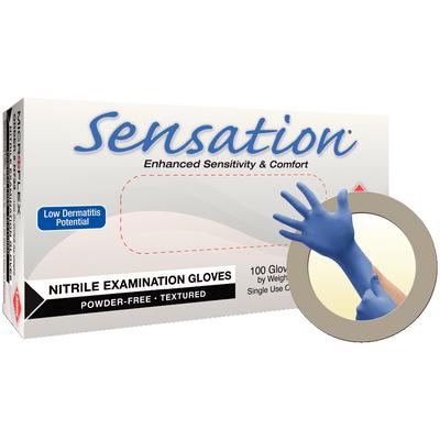 Sensation® Nitrile Powder-Free Exam Gloves – Blue, 100/Box