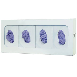 Glove Box Dispenser, Quad, White Powder-Coated Steel