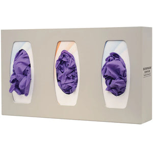 Glove Box Dispenser, Triple, with Dividers, Beige Plastic