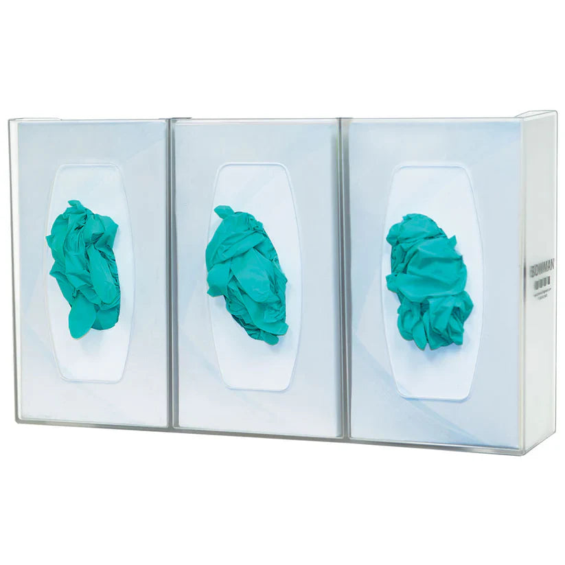 Glove Box Dispenser, Triple, Semi-Transparent