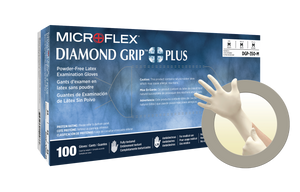 Diamond Grip Plus™ Latex Exam Gloves, 100/Pkg
