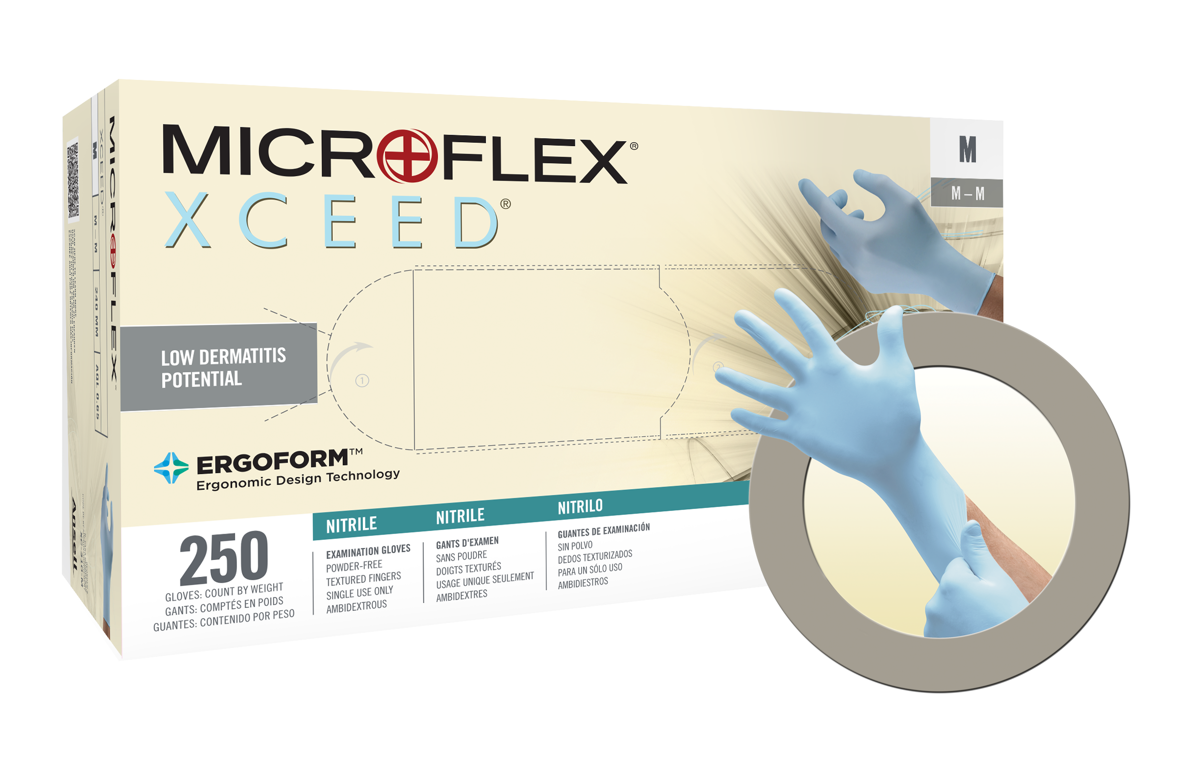 XCEED® Nitrile Examination Gloves – Powder Free, Latex Free, Blue, 250/Box