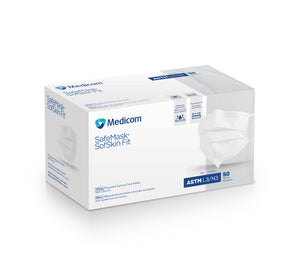 SafeMask SofSkin Fit White L3 Procedure Earloop Face Mask, With Chin Fit - 50/Box