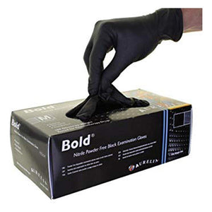 Aurelia Bold - Black Nitrile Examination Gloves PF - 100/Box