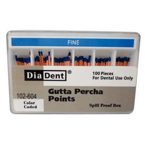 Gutta Percha Points ISO Sizes Nonmarked – Auxiliary Sizes, Spill-Proof and Slide Box, 100/Pkg