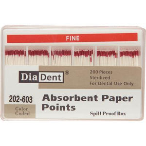 Absorbent Paper Points – Spill-Proof Box, Accessory Sizes, 200/Box