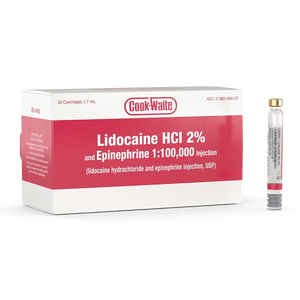 Lidocaine HCl 2% and Epinephrine Injection Cartridges, 50/Pkg