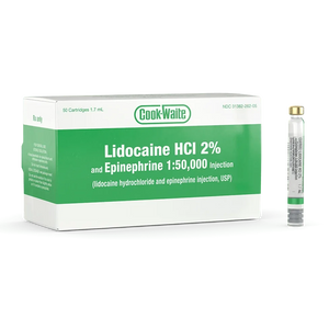 Lidocaine HCl 2% and Epinephrine Injection Cartridges, 50/Pkg