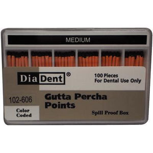 Gutta Percha Points ISO Sizes Nonmarked – Auxiliary Sizes, Spill-Proof and Slide Box, 100/Pkg