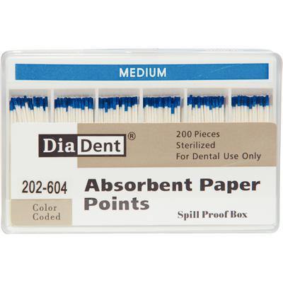 Absorbent Paper Points – Spill-Proof Box, Accessory Sizes, 200/Box