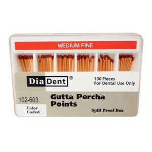 Gutta Percha Points ISO Sizes Nonmarked – Auxiliary Sizes, Spill-Proof and Slide Box, 100/Pkg