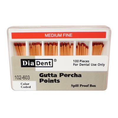 Gutta Percha Points ISO Sizes Nonmarked – Auxiliary Sizes, Spill-Proof and Slide Box, 100/Pkg
