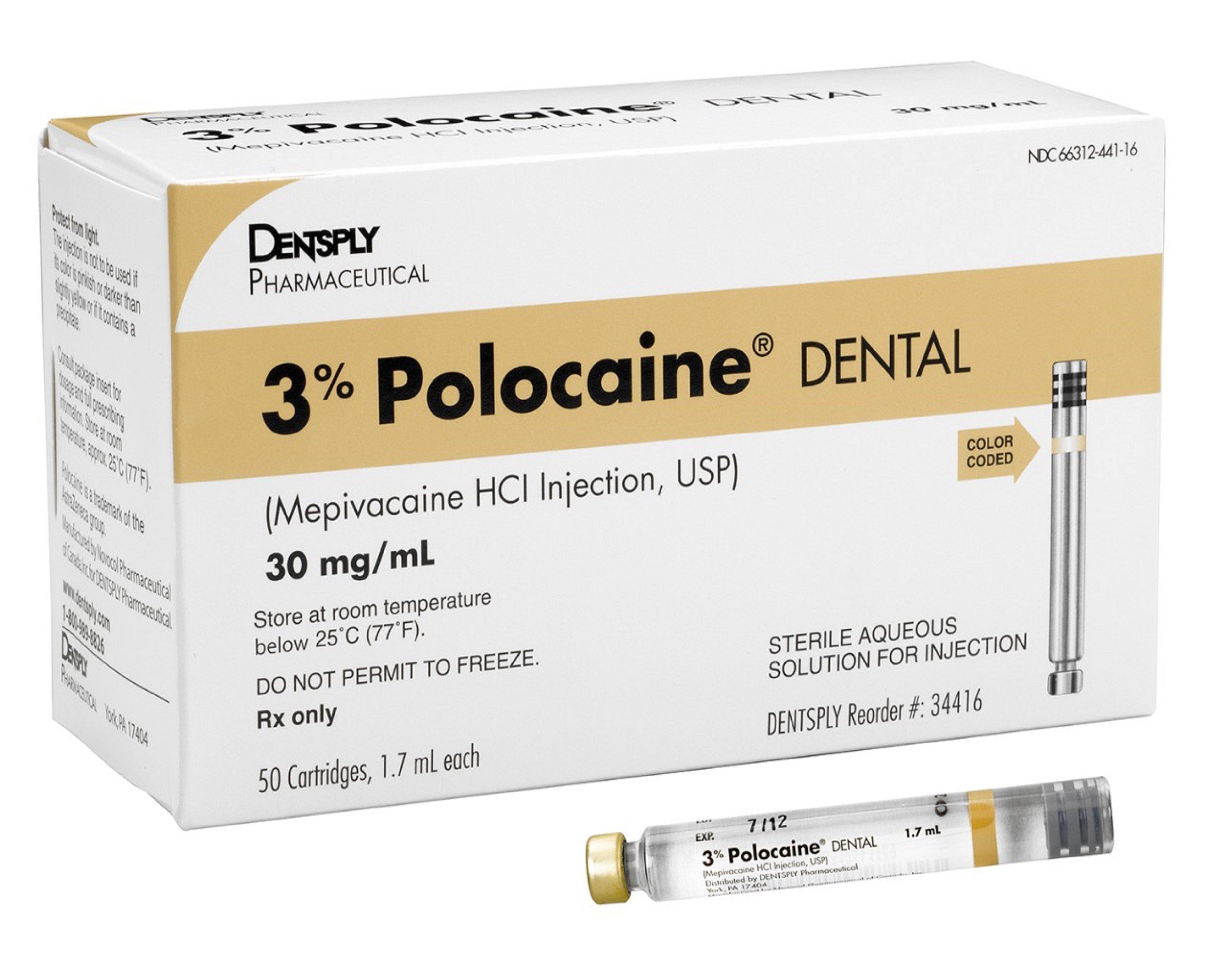 3% Polocaine Dental Mepivacaine HCl injection, USP – 1.8 ml Cartridge, 50/Pkg