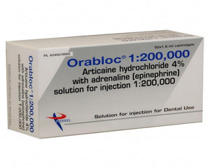 Orabloc 4% Articaine HCl with Epinephrine – 1.8 ml Injection Cartridges, 50/Pkg