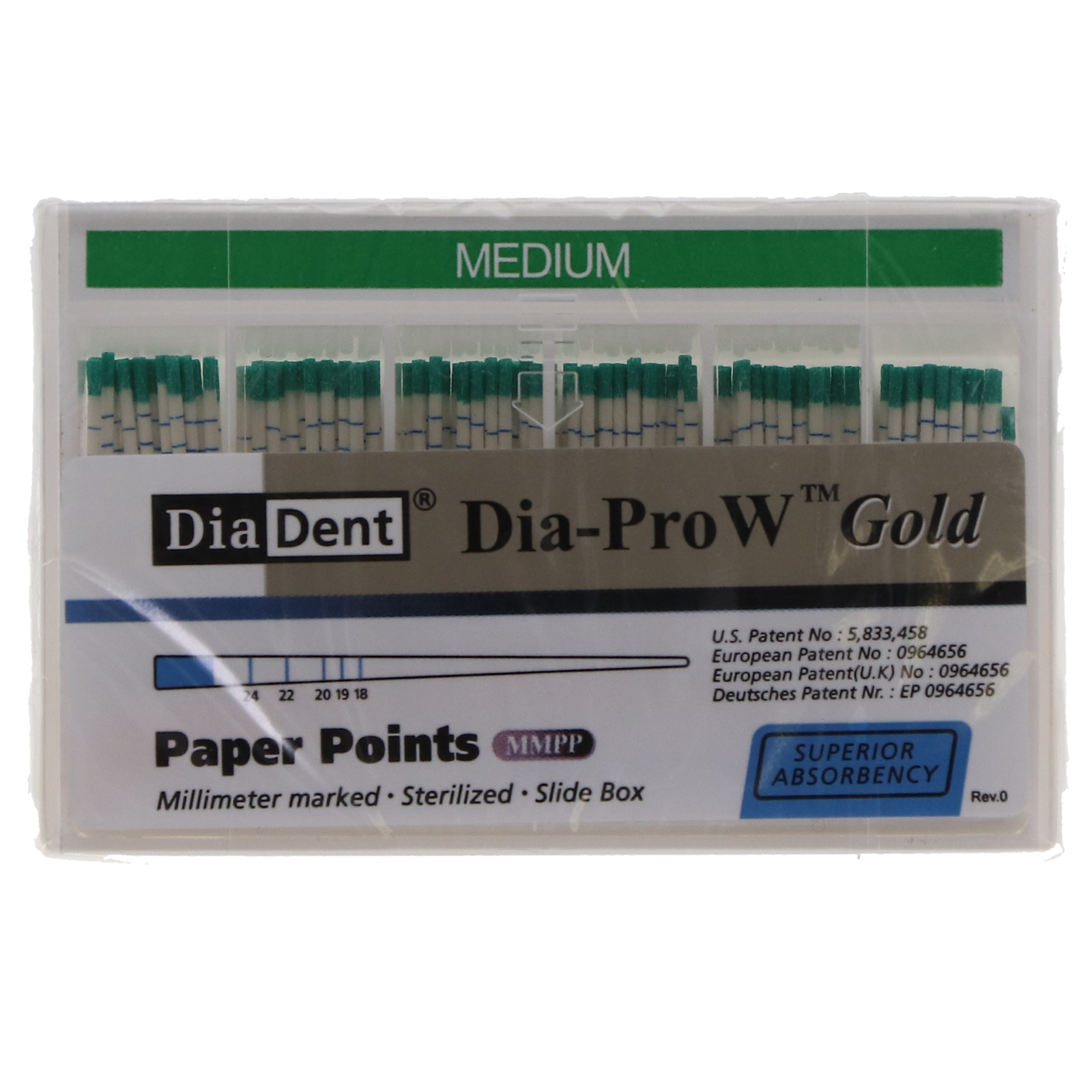 Dia-Pro W Gold Paper Points - Spill Proof 100/box