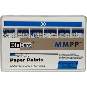 Millimeter Marked Absorbent Paper Points – ISO Sizes Spill-Proof Box, 200/Pkg