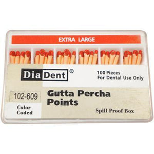Gutta Percha Points ISO Sizes Nonmarked – Auxiliary Sizes, Spill-Proof and Slide Box, 100/Pkg