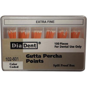 Gutta Percha Points ISO Sizes Nonmarked – Auxiliary Sizes, Spill-Proof and Slide Box, 100/Pkg