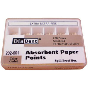 Absorbent Paper Points – Spill-Proof Box, Accessory Sizes, 200/Box